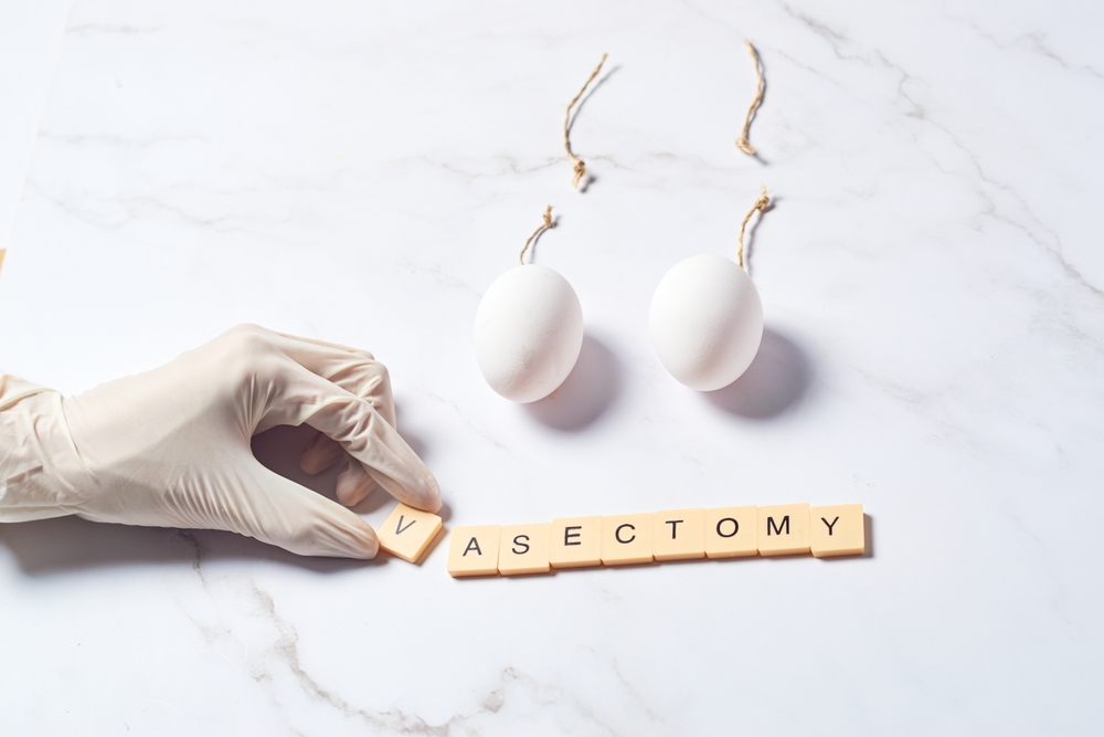 scrabble pieces spelling out vasectomy.