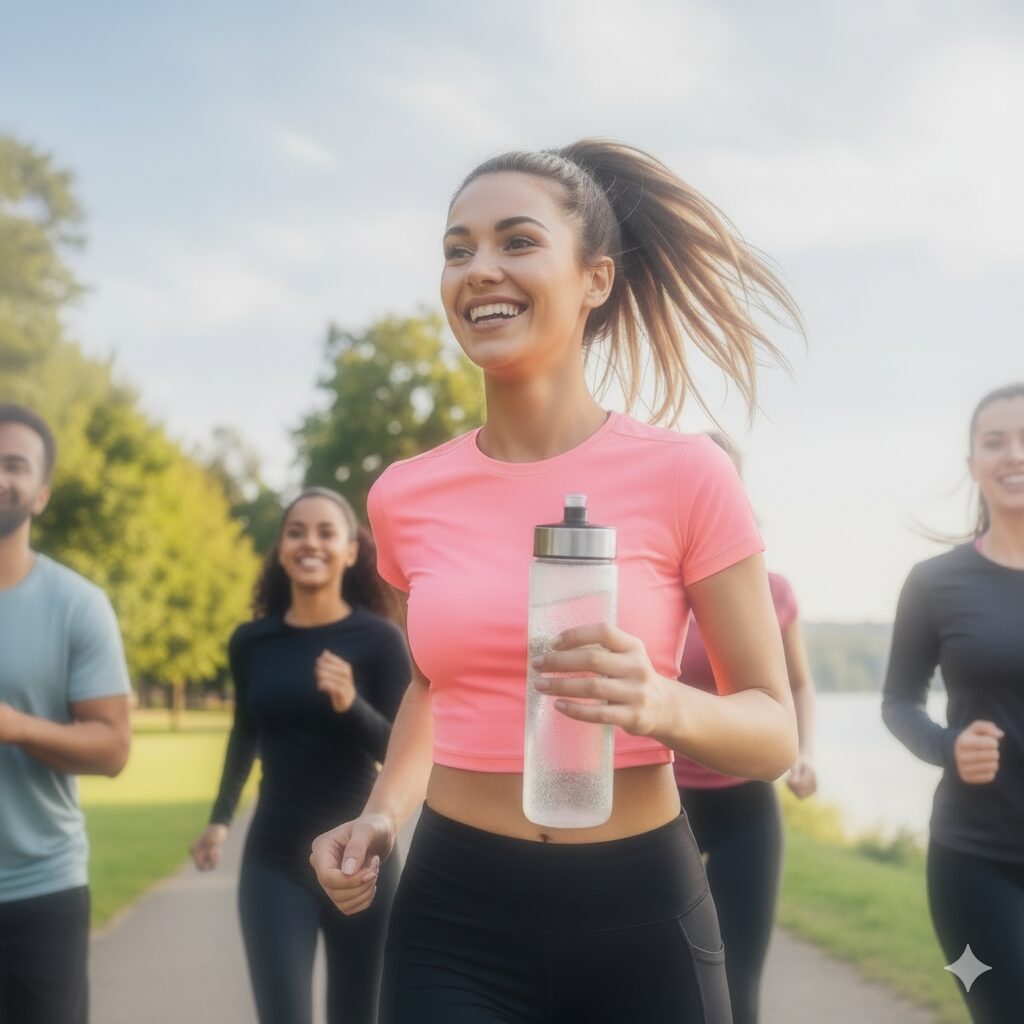 womanrunning Urologists in Orange County CA a confident woman running with her friends