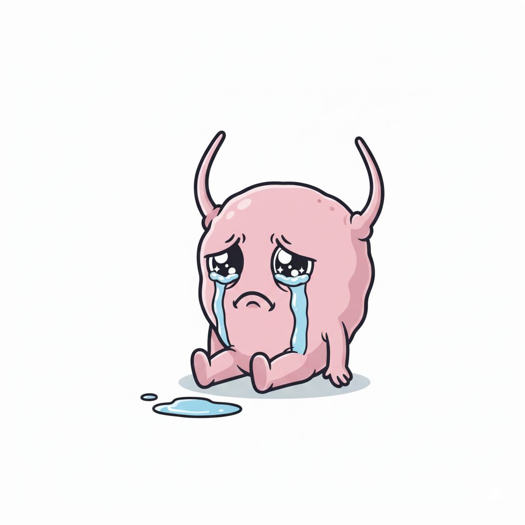 cartoon of a sad bladder